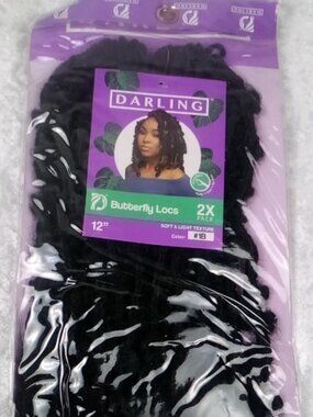 Darling Butterfly Locs #1B 12" 2X Synthetic Hair Medium. Soft & Light Texture